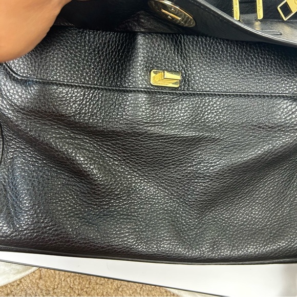 Tory Burch Pebbled Leather 3 compartment purse handbag tote black - Picture 10 of 12